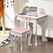 Costway Kids Vanity Makeup Dressing Table Chair Set Wooden W/ Mirror Drawer